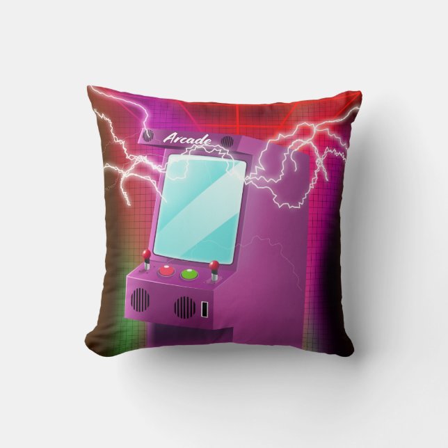 Retro 1980s arcade poster cushion (Front)