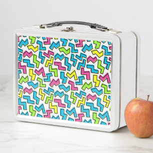 Retro 1980's Cool Cute 80s Memphis Pattern Metal Lunch Box