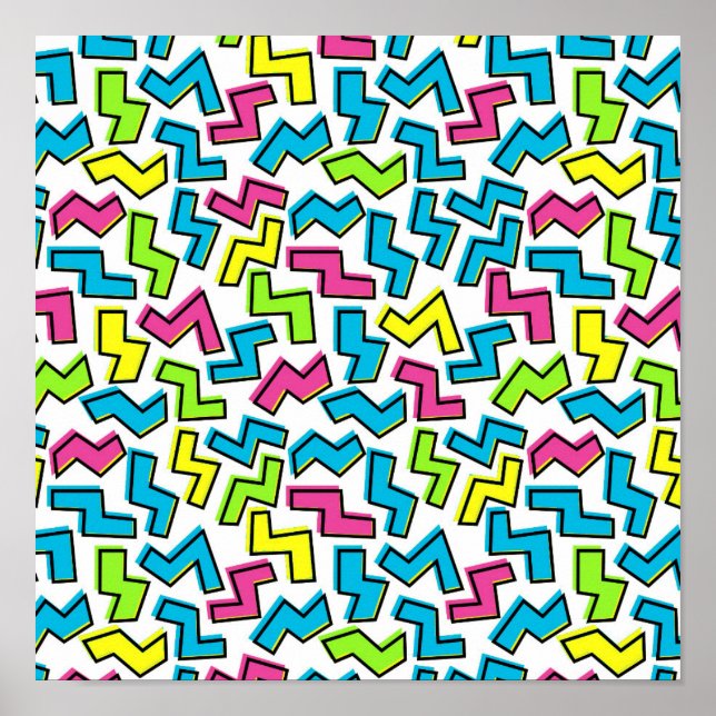 Retro 1980's Cool Cute 80s Memphis Pattern Poster (Front)
