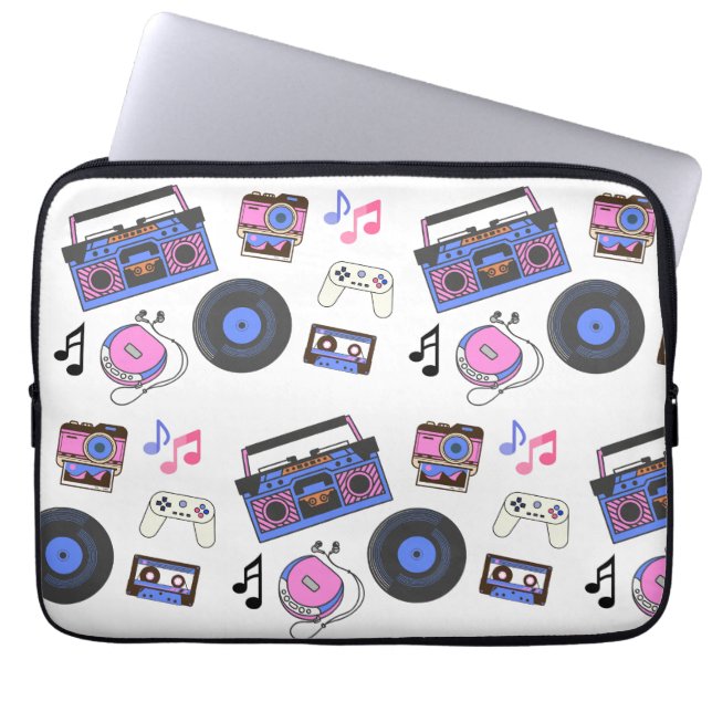 Retro 1980's Era Music Nostalgic Laptop Sleeve (Front)