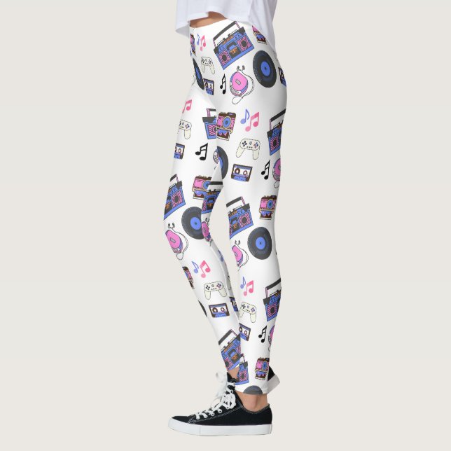 Retro 1980's Era Music Nostalgic Leggings (Left)