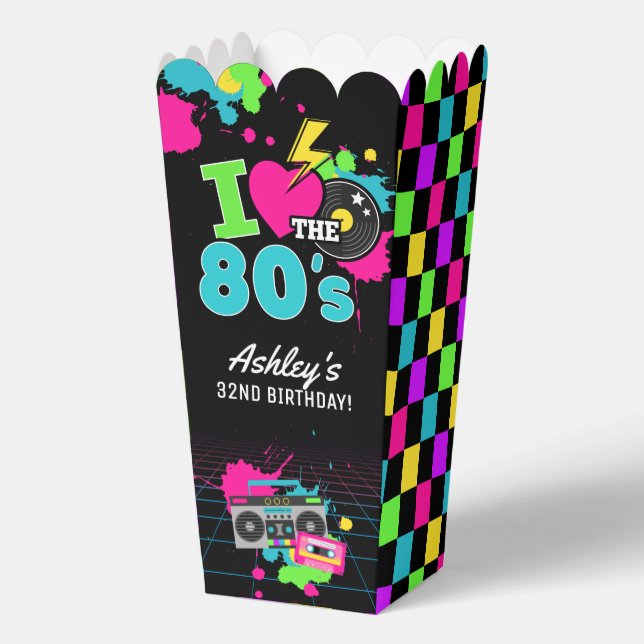 Retro 1980s Neon Birthday Favour Boxes (Back)