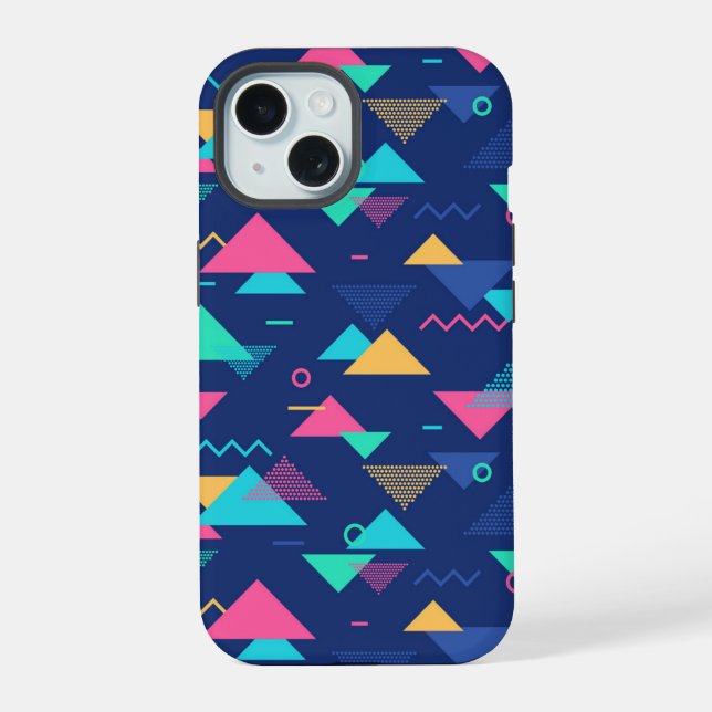 Retro 1980's Pattern iPhone 15 Case (Back)