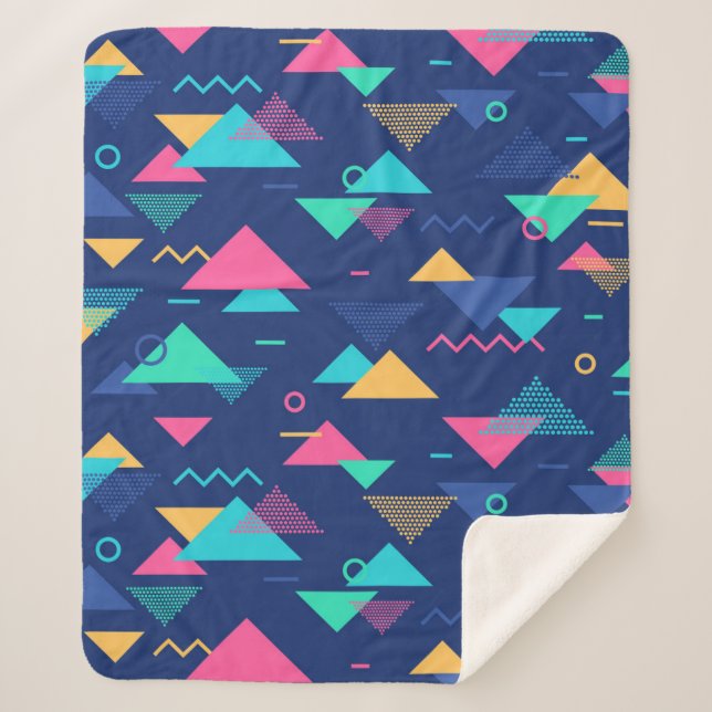 Retro 1980's Pattern Sherpa Blanket (Front)