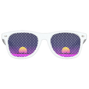Retro 1980s synthwave glowing neon lights city retro sunglasses