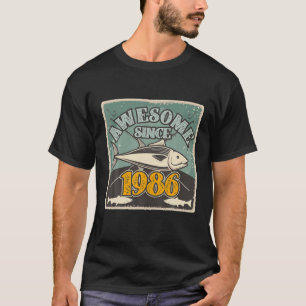 Retro 1986 36 Year Old Fishing Lover 39Th Birthday T-Shirt