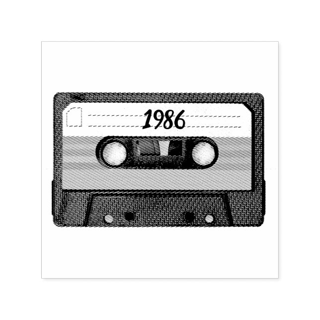 Retro 1986 Customisable Cassette Tape  Self-inking Stamp (Design)