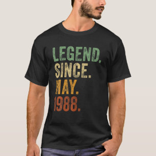 Retro 1988 Birthday May Born Legend Since 1988 T-Shirt