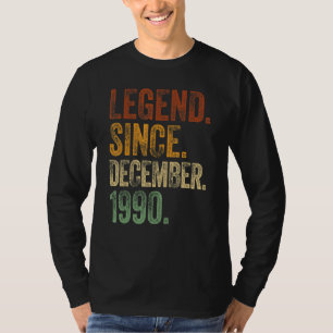 Retro 1990 Birthday  December Born Legend Since 19 T-Shirt