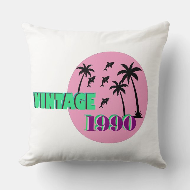 Retro 1990 Birthday Gift Cushion (Front)