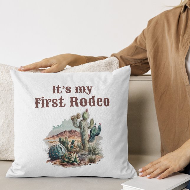 Retro 1st First Rodeo Western Cactus Birthday Cushion (Creator Uploaded)
