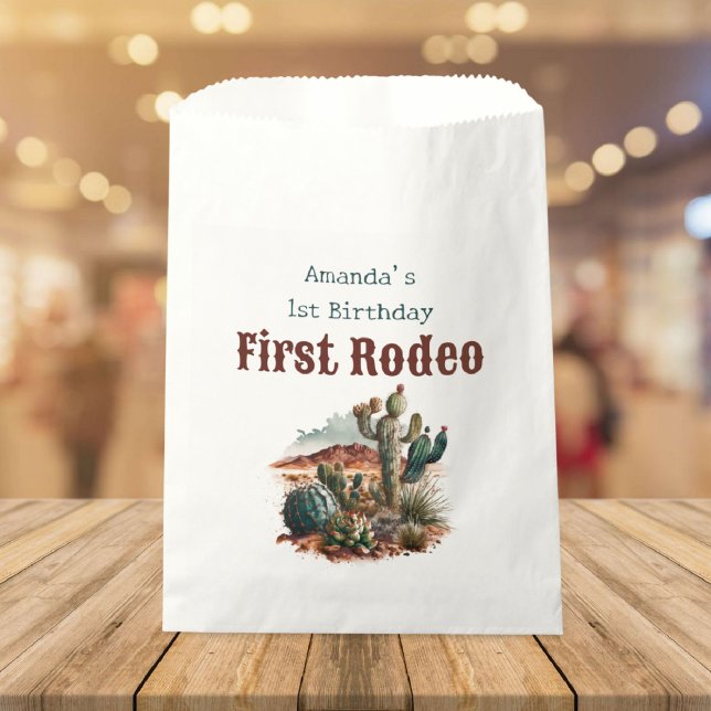 Retro 1st First Rodeo Western Cactus Birthday Favour Bags (Creator Uploaded)