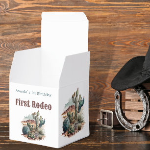 Retro 1st First Rodeo Western Cactus Birthday Favour Box