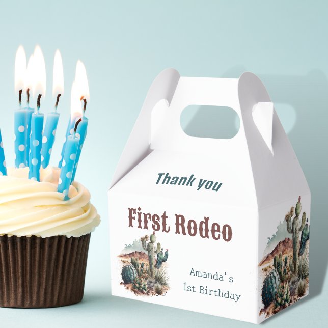 Retro 1st First Rodeo Western Cactus Birthday Favour Box (Creator Uploaded)