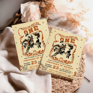 Retro 1st Rodeo Western Cowboy Birthday Invitation