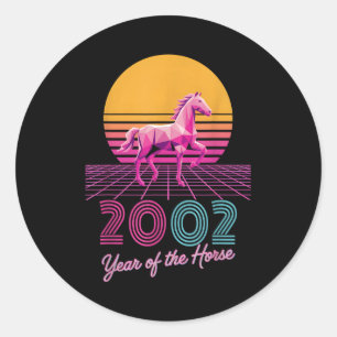 Retro 2002 Year Of The Horse Cny Zodiac Lady Fortu Classic Round Sticker