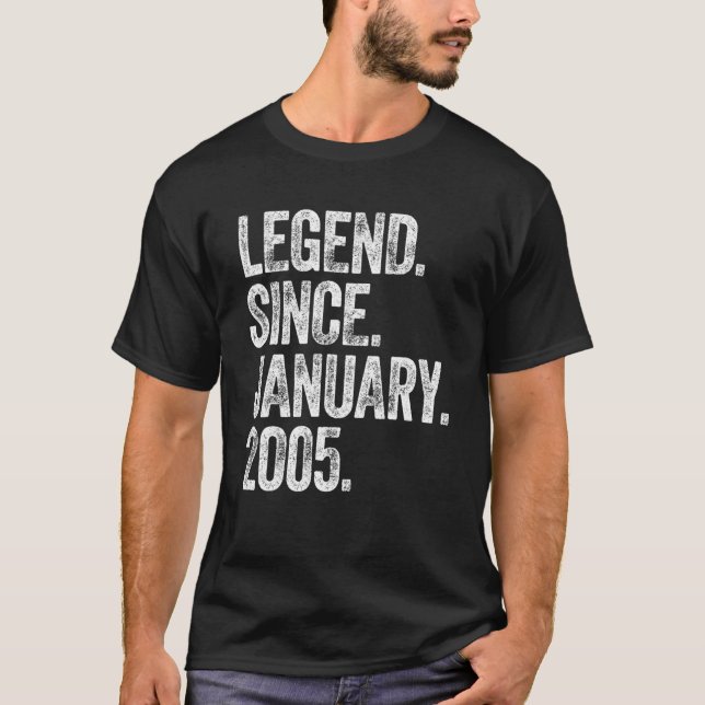 Retro 2005 Birthday January Born Legend Since 2005 T-Shirt (Front)