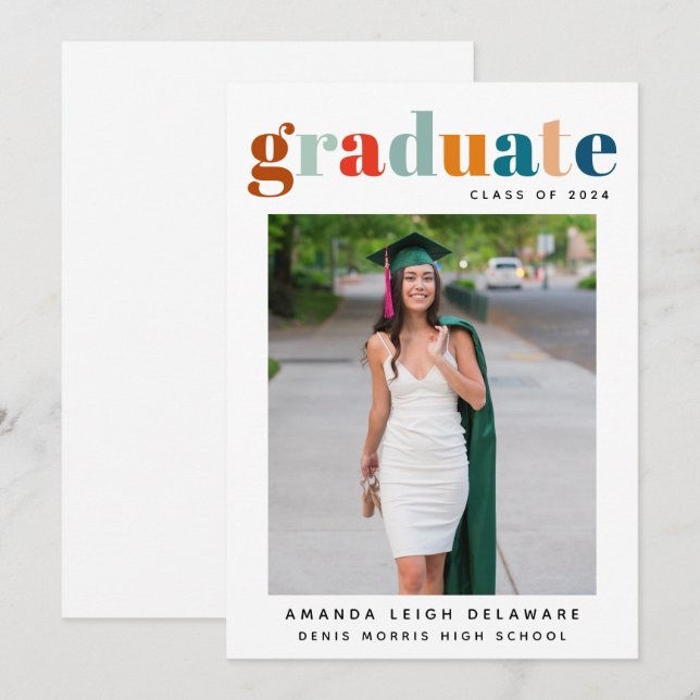 Retro 2024 Graduation Photo Announcement (Front/Back)