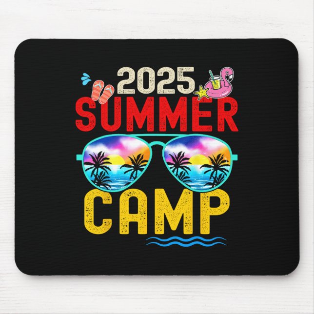 Retro 2025 Summer Camp Vacation Camper Matching Fa Mouse Pad (Front)