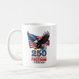 Retro 250 Years Of Freedom USA Patriotic July 4th Coffee Mug