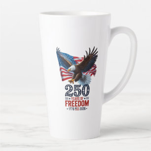 Retro 250 Years Of Freedom USA Patriotic July 4th Latte Mug