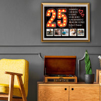 Retro 25th Anniversary Hearts Custom Photo Collage