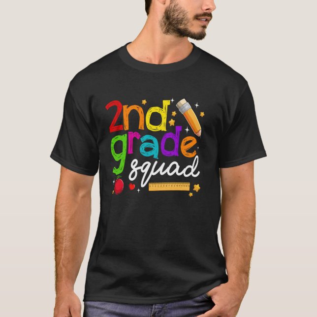Retro 2nd Grade Squad Second Grade Students Back T T-Shirt (Front)