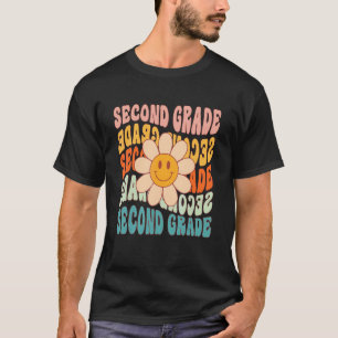 Retro 2nd Grade Teacher Daisy Colourful Second Gra T-Shirt