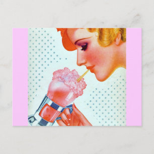 Retro 30's Milkshake Postcard
