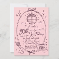 Retro 30th Birthday Karaoke Party Invite