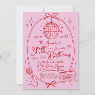 Retro 30th Birthday Karaoke Party Invite