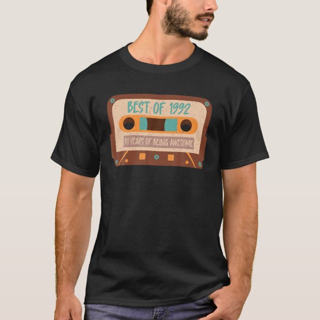 Retro 30Th Birthday T Best Of 1992 Cassette Tape T-Shirt (Front)