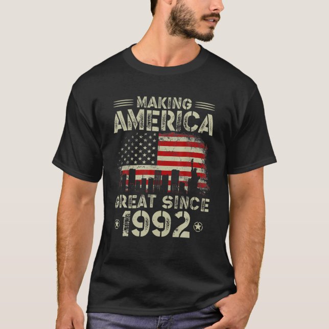 Retro 30Th Birthday USA Flag Making America Great T-Shirt (Front)