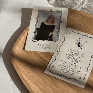 Retro 30th Cheers To Thirty Photo Birthday Party Invitation