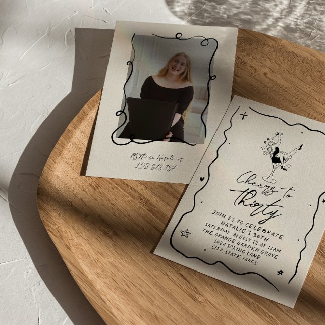 Retro 30th Cheers To Thirty Photo Birthday Party Invitation (Creator Uploaded)