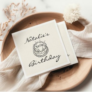 Retro 30th Hand Drawn Cake Thirty Fun Birthday  Napkin