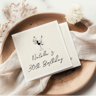 Retro 30th Hand Drawn Milestone Fun Birthday Napkin