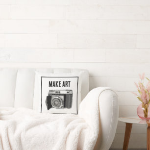 Retro 35mm Film Camera Photographer Art Drawing Cushion