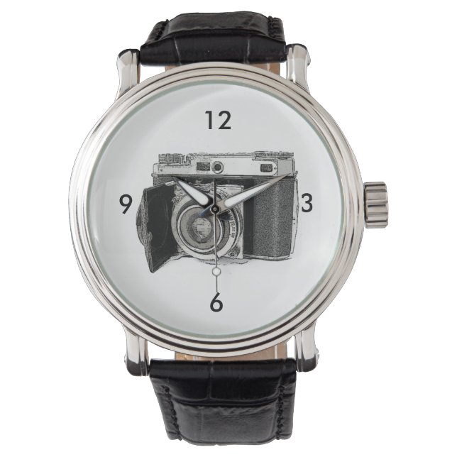 Retro 35mm Film Camera Photographer Art Drawing Watch (Front)