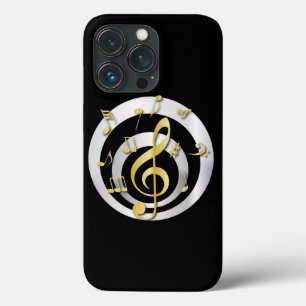 Retro 3D Effect Gold and Silver Musical Notes iPhone 13 Pro Case