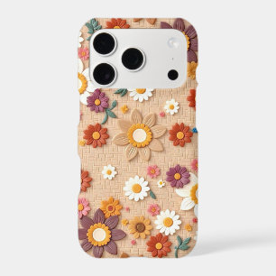 Retro 3D Floral Phone Case Vintage Embossed Daisy