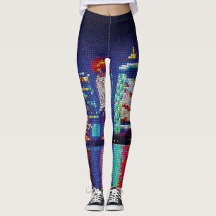 Retro 3D Pixel Art Colourful Blocks Leggings