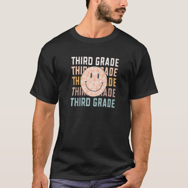 Retro 3rd Third Grade Teacher Student Smile Back T T-Shirt (Front)