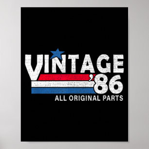 Retro 40th Birthday 1986 Vintage 1986 Men, Women F Poster
