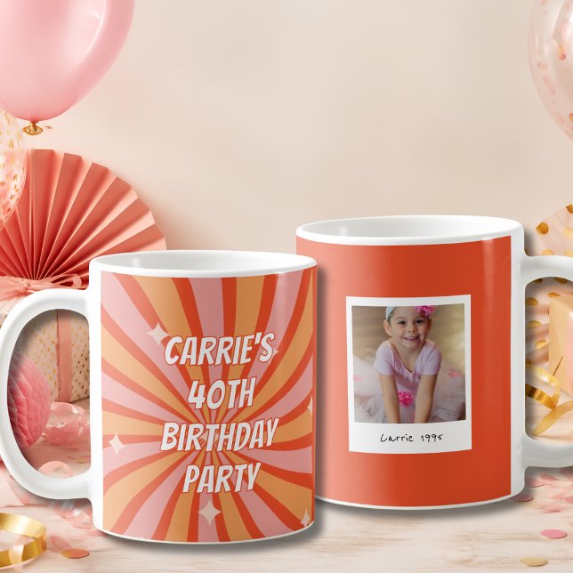 Retro 40th Birthday Photo  Coffee Mug (Creator Uploaded)