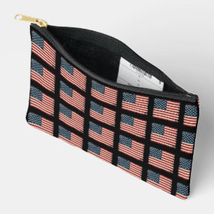 Retro 4th of July Chequerboard Patriotic StarStrip Accessory Pouch