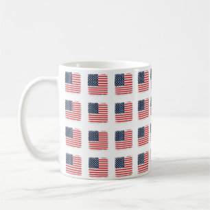 Retro 4th of July Chequerboard Patriotic StarStrip Coffee Mug