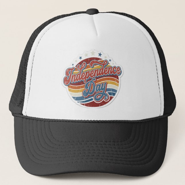 Retro 4th of July Independence Day Trucker Hat  (Front)