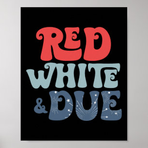 Retro 4th Of July Pregnancy Announcement Red White Poster
