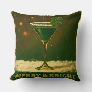 Retro 50s 4 Leaf Clover Irish Christmas Martini Cushion